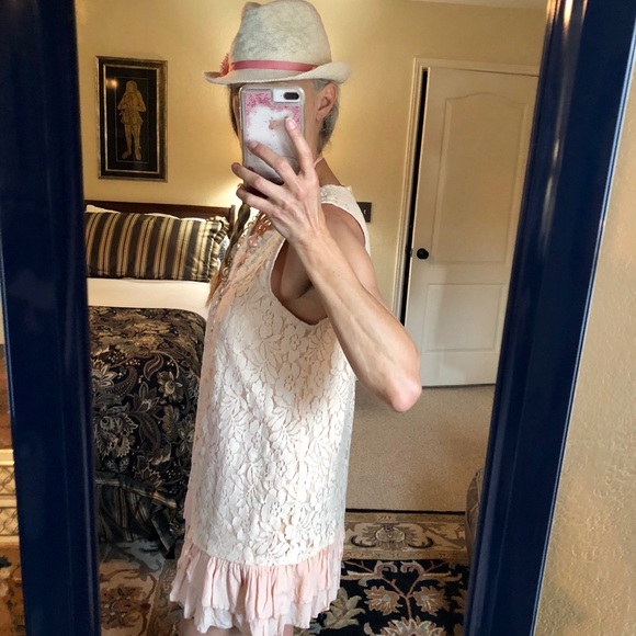 Mystree flirty girly pale peach dress or top, sz L - Picture 2 of 8